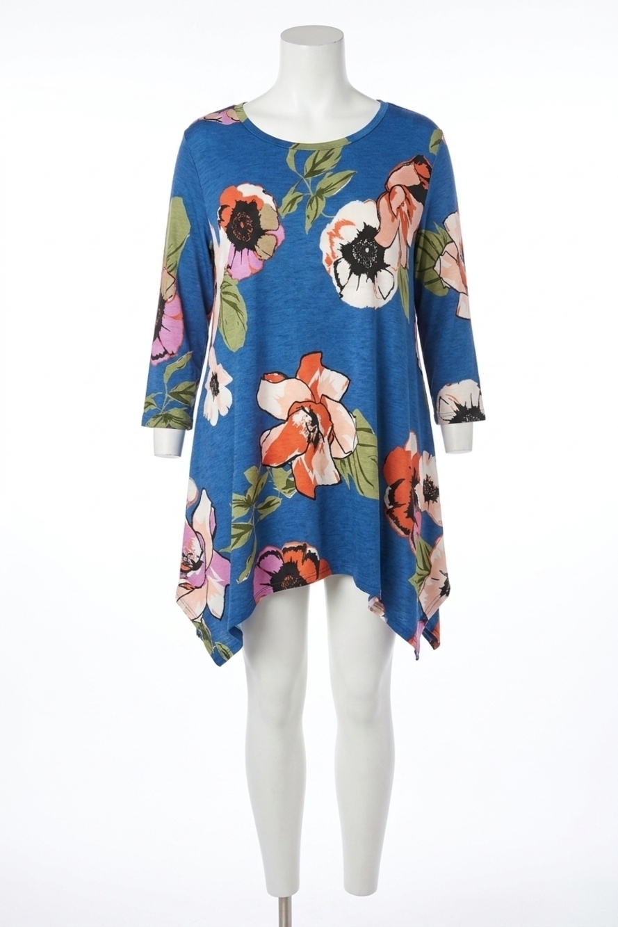 NEW ODDI women'sfloral swing top in blue